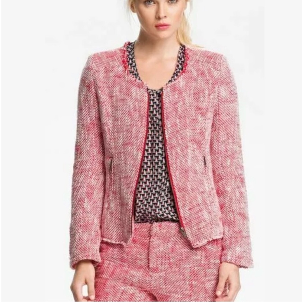 Joie Tweed Collins Blazer Red Size XS